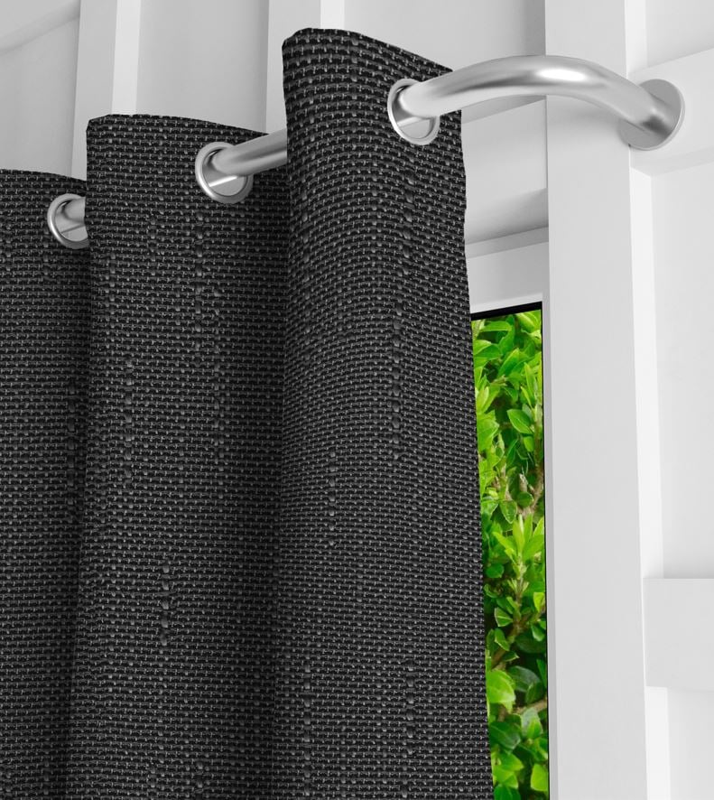 Pair of York Textured Weave Blackout Drapery Panels and Free Wrap Rod