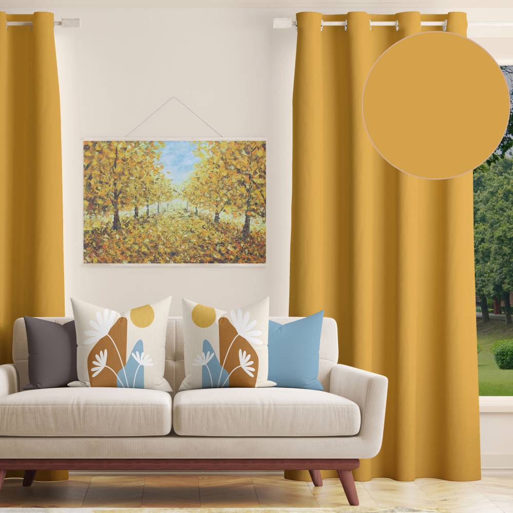 Gold Decor Recipe: Textured Drapes With 4 Pillows, Art & Sofa Options - Ringtop