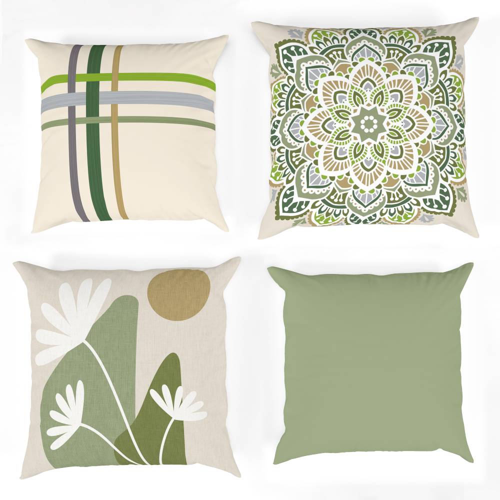 Bohemian Decor Recipe: Textured Drapes With 4 Pillows, Art & Sofa Options