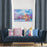 Shay Curtain - Blue & Pink Accents - Bohemian Decor Recipe: Textured Drapes With 4 Pillows, Art & Sofa Options
