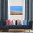 Shay Curtain - Red & Blue Accents  - Blue Decor Recipe: Textured Drapes With 4 Pillows, Art & Sofa Options