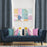 Shay Curtain - Teal & Pink Accents - Blue Decor Recipe: Textured Drapes With 4 Pillows, Art & Sofa Options - Ringtop