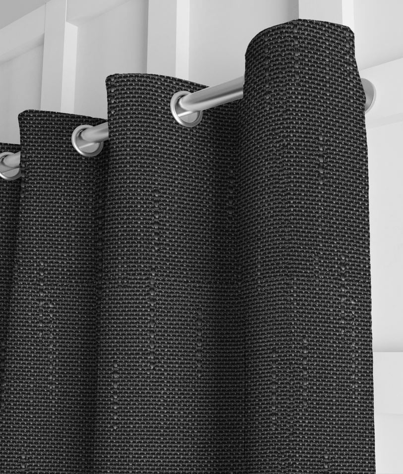 Pair of York Textured Weave Blackout Drapery Panels and Free Wrap Rod