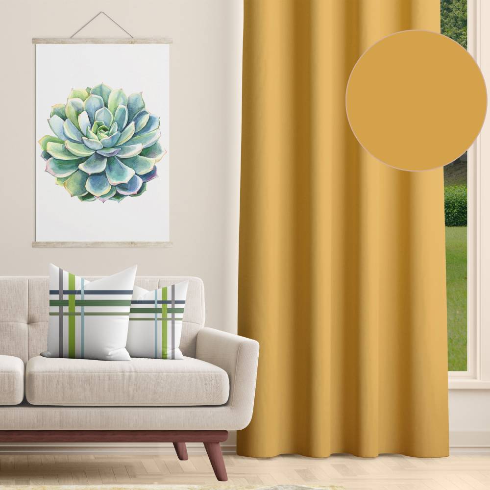 Gold Decor Recipe #2 With 2 Pillows, Textured Drapes, Art & Sofa Options - Ringtop