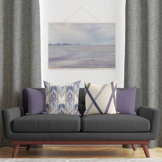 Shay - Grey Decor Recipe: Textured Drapes With 4 Pillows, Art & Sofa Options  - Ringtop