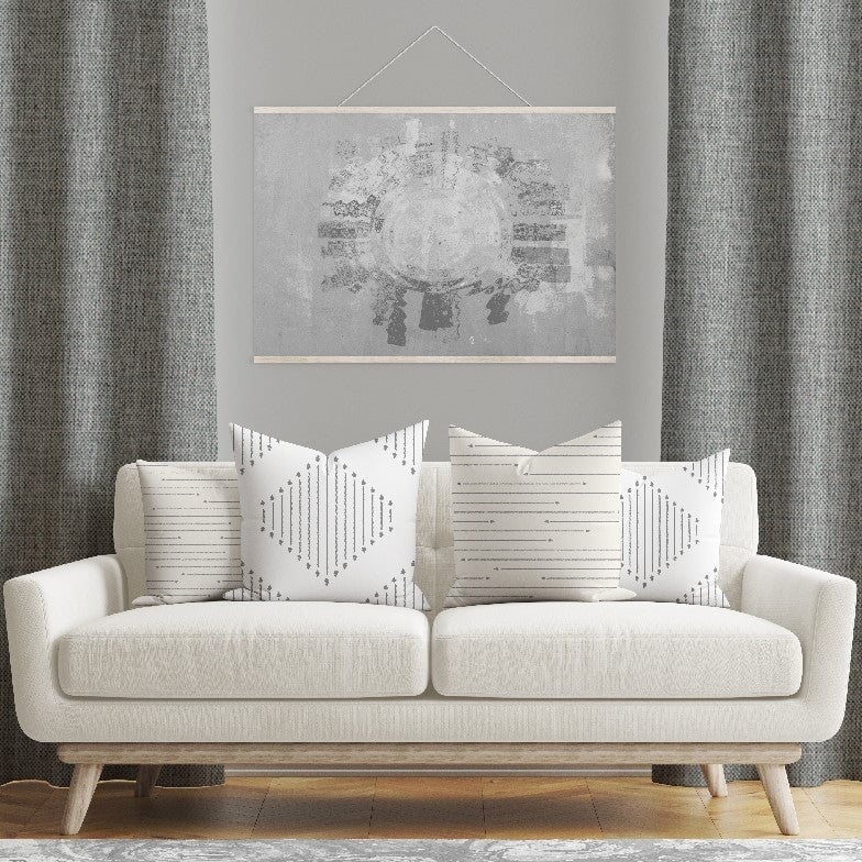 Shay - Grey Decor Recipe: Textured Drapes With 4 Pillows, Art & Sofa Options  - Ringtop