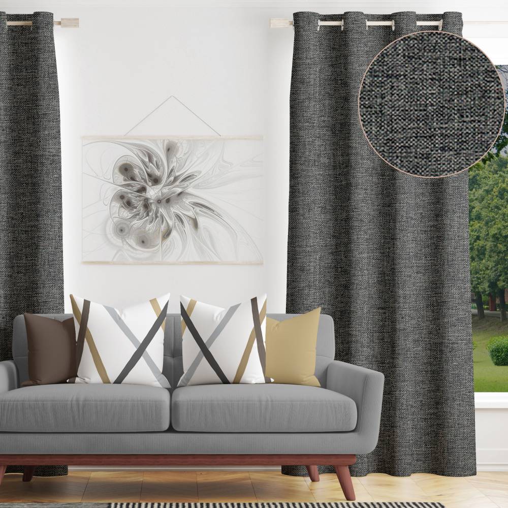 Shay - Modern Decor Recipe: Textured Drapes With 4 Pillows, Art & Sofa Options - Ringtop