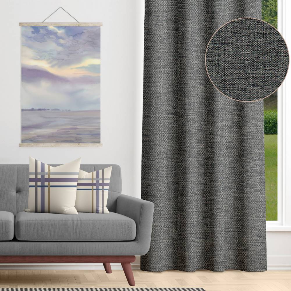 Shay - Light Grey Decor Recipe #2 With 2 Pillows, Textured Drapes, Art & Sofa Options - Ringtop