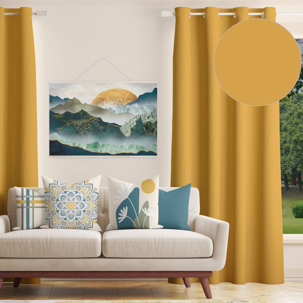 Gold Decor Recipe: Textured Drapes With 4 Pillows, Art & Sofa Options - Ringtop