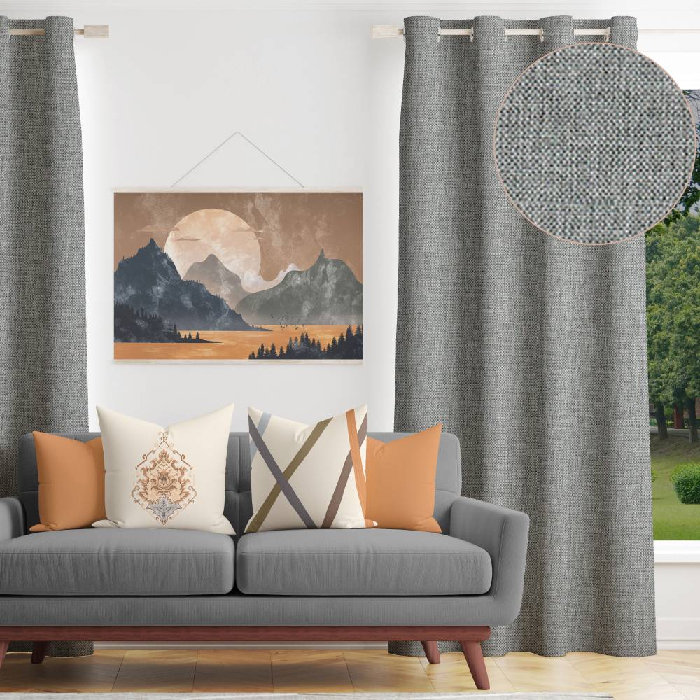 Traditional Landscape Decor Recipe: Textured Drapes With 4 Pillows, Art & Sofa Options