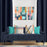 Shay - Navy Decor Recipe: Textured Drapes With 4 Pillows, Art & Sofa Options