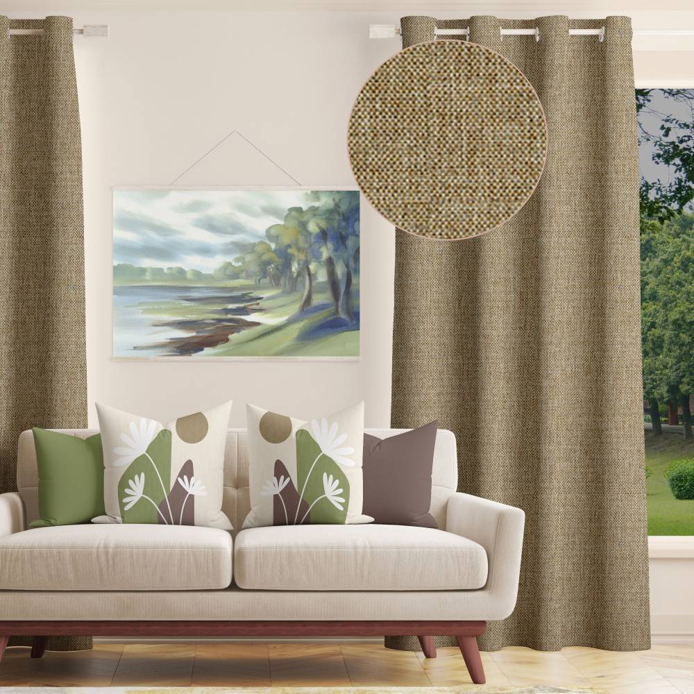 Traditional Landscape Decor Recipe: Textured Drapes With 4 Pillows, Art & Sofa Options - Ringtop
