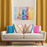 Shay Curtain - Pink & Blue Accents - Gold Decor Recipe: Textured Drapes With 4 Pillows, Art & Sofa Options - Ringtop