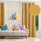 Shay Curtain - Pink & Blue Accents - Gold Decor Recipe: Textured Drapes With 4 Pillows, Art & Sofa Options