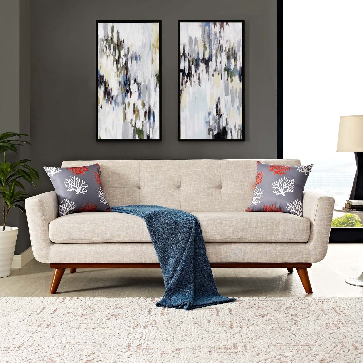 Engage Upholstered Fabric Loveseat in White