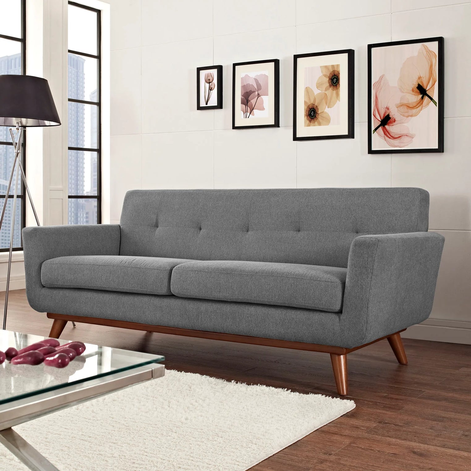 Engage Upholstered Fabric Loveseat in White