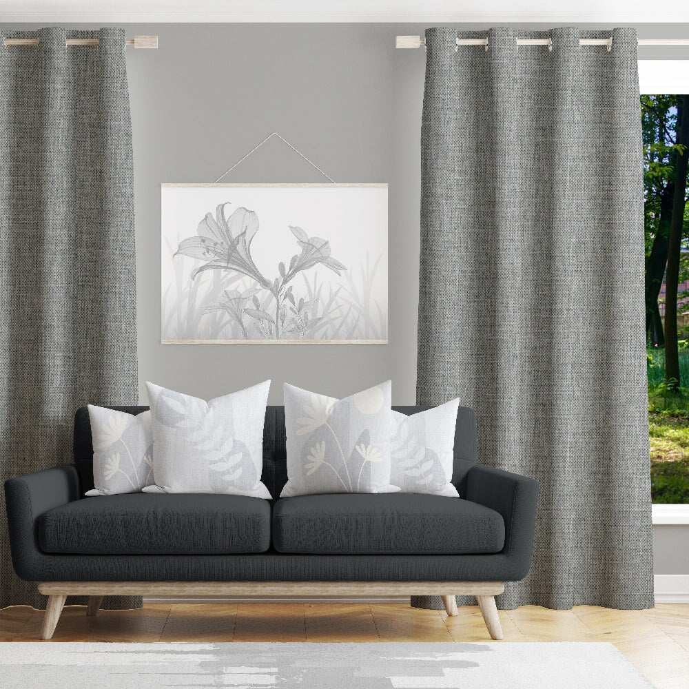 Accent Color Lily Colorways (Randy) Art With Jon & Lou Pillow SandyShay_Grey_Repeat Curtain