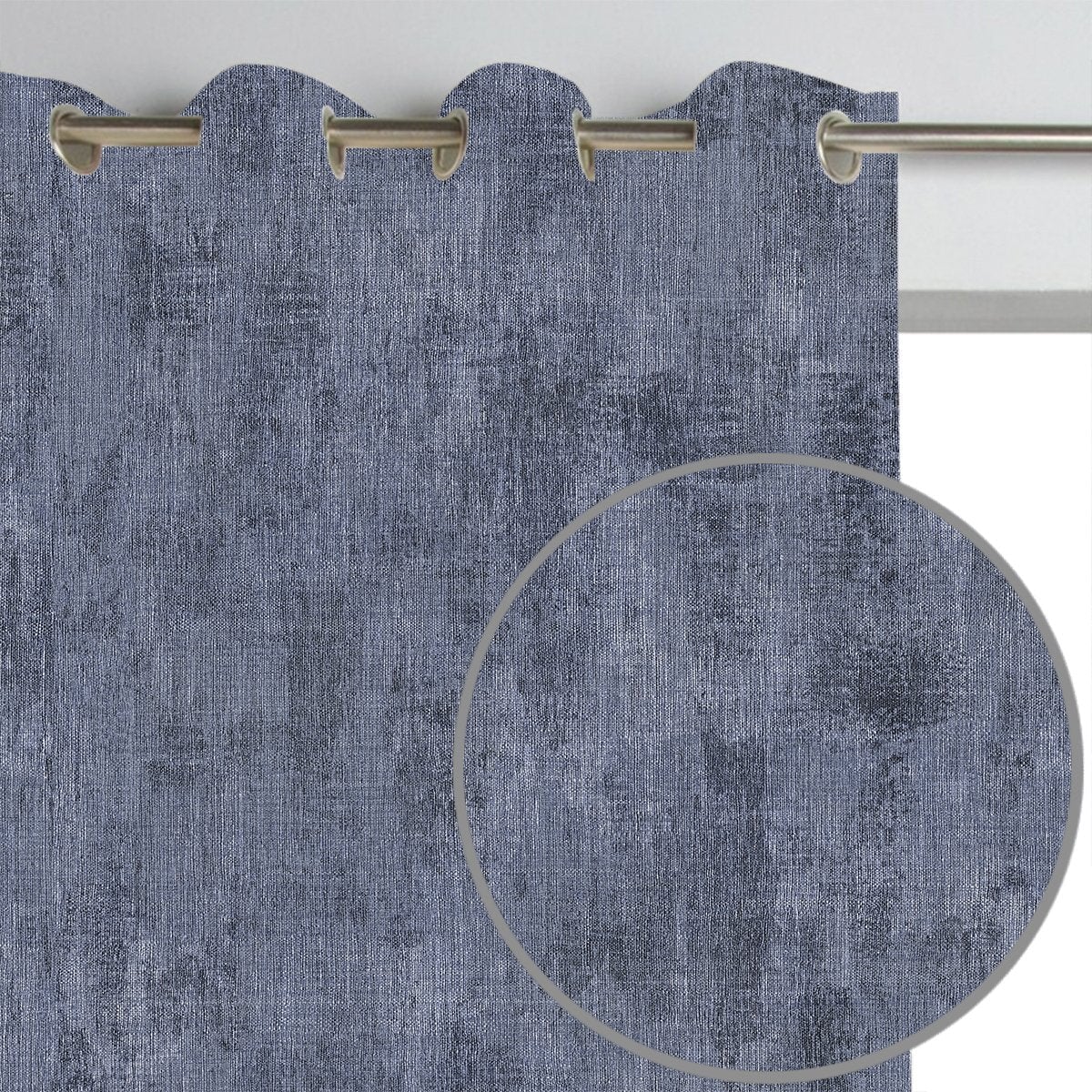 Decorator's Favorite Navy Drapery & Pillow Bundles - Uma Blue Denim & Indigo Curtain Pair with Pair Hara Linen Pillows