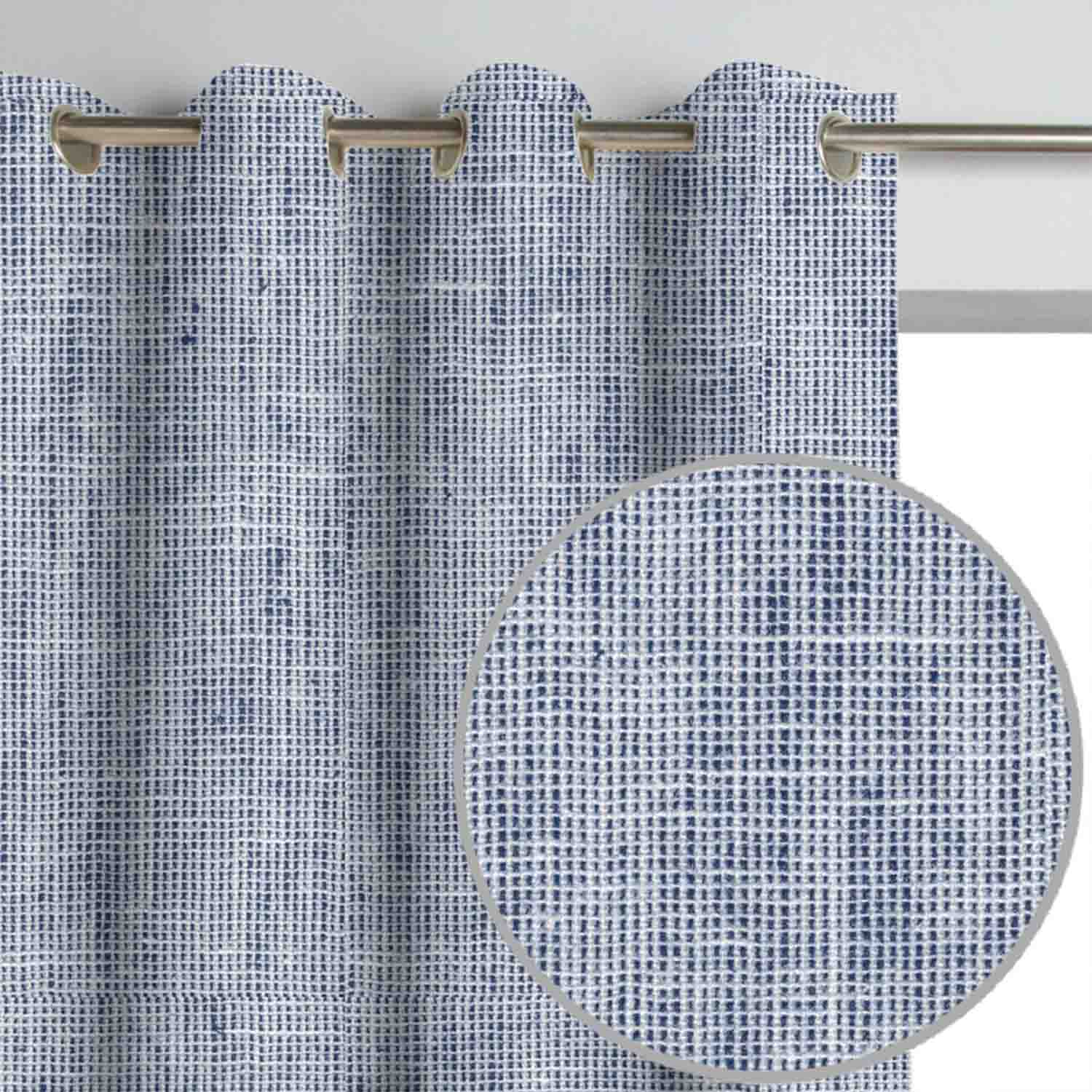 Decorator's Favorite Blue Drapery & Pillow Bundles - Landon Blue White & Denim Indigo Textured Linen Curtain Pair with Pair Hope Linen Pillows