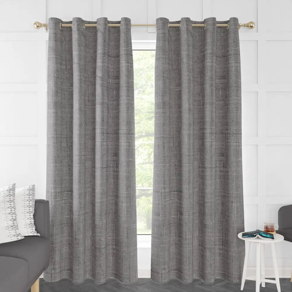 Zara Linen Texture Unlined Light Filtering Curtain Panel (Blackout Available)