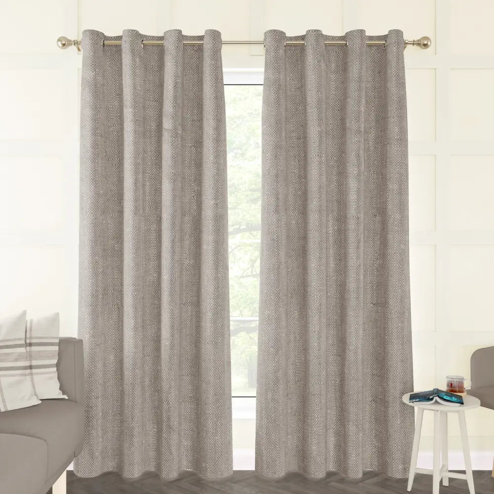Vera Linen Texture Unlined Curtain Panel (Blackout Available)
