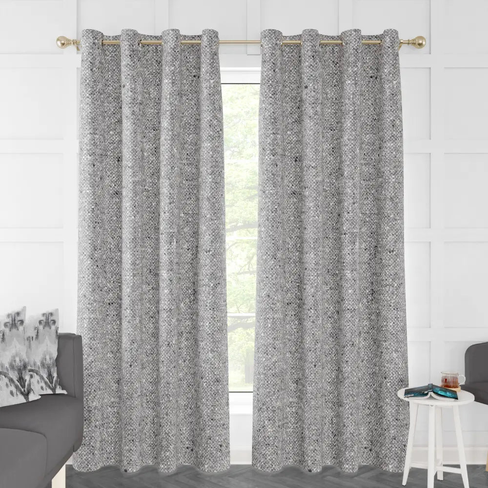 Ezra Tweed Faux Wool Burlap Texture Unlined Curtain Panel (Blackout Available)