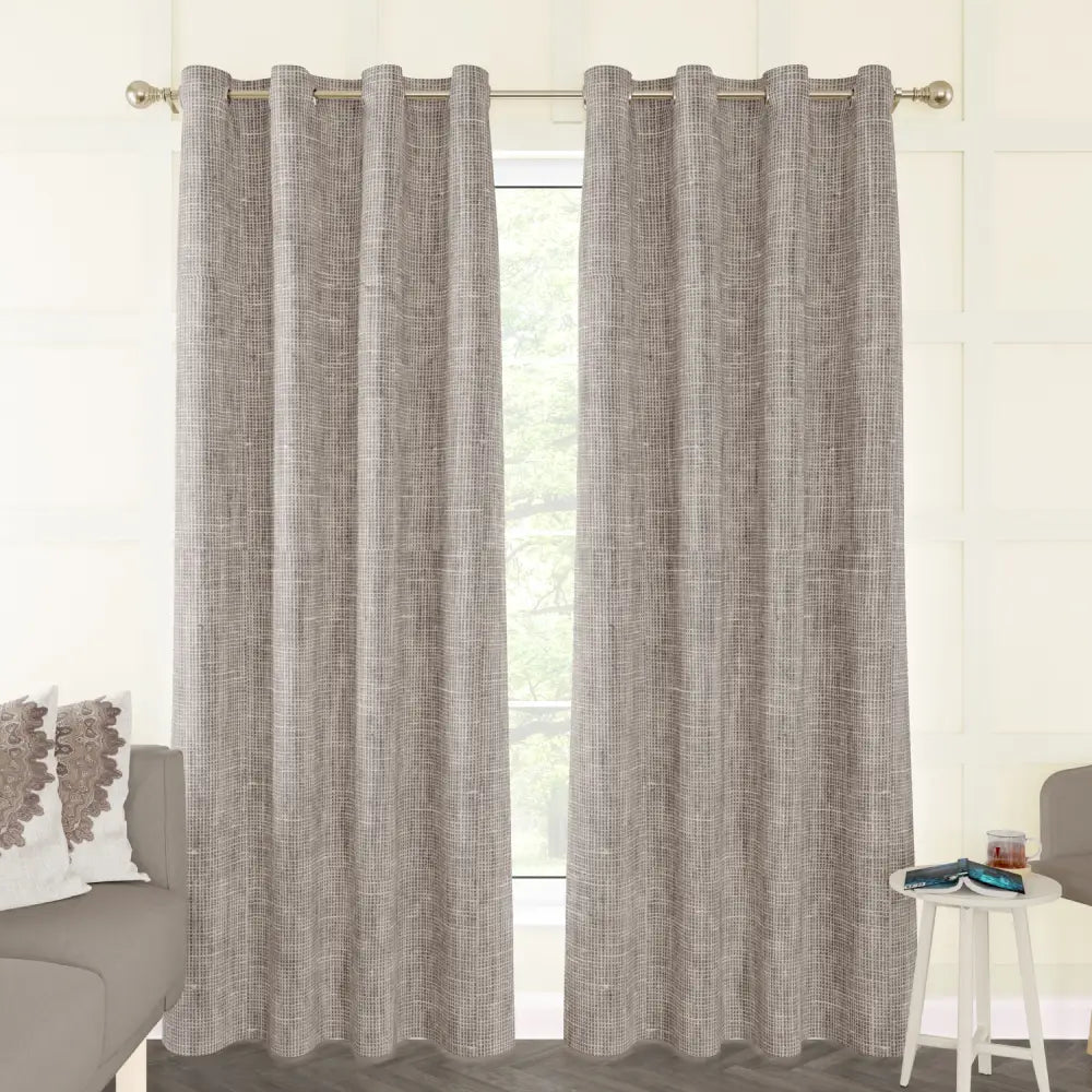 Landon Linen Burlap Unlined Curtain Panel (Blackout Available)