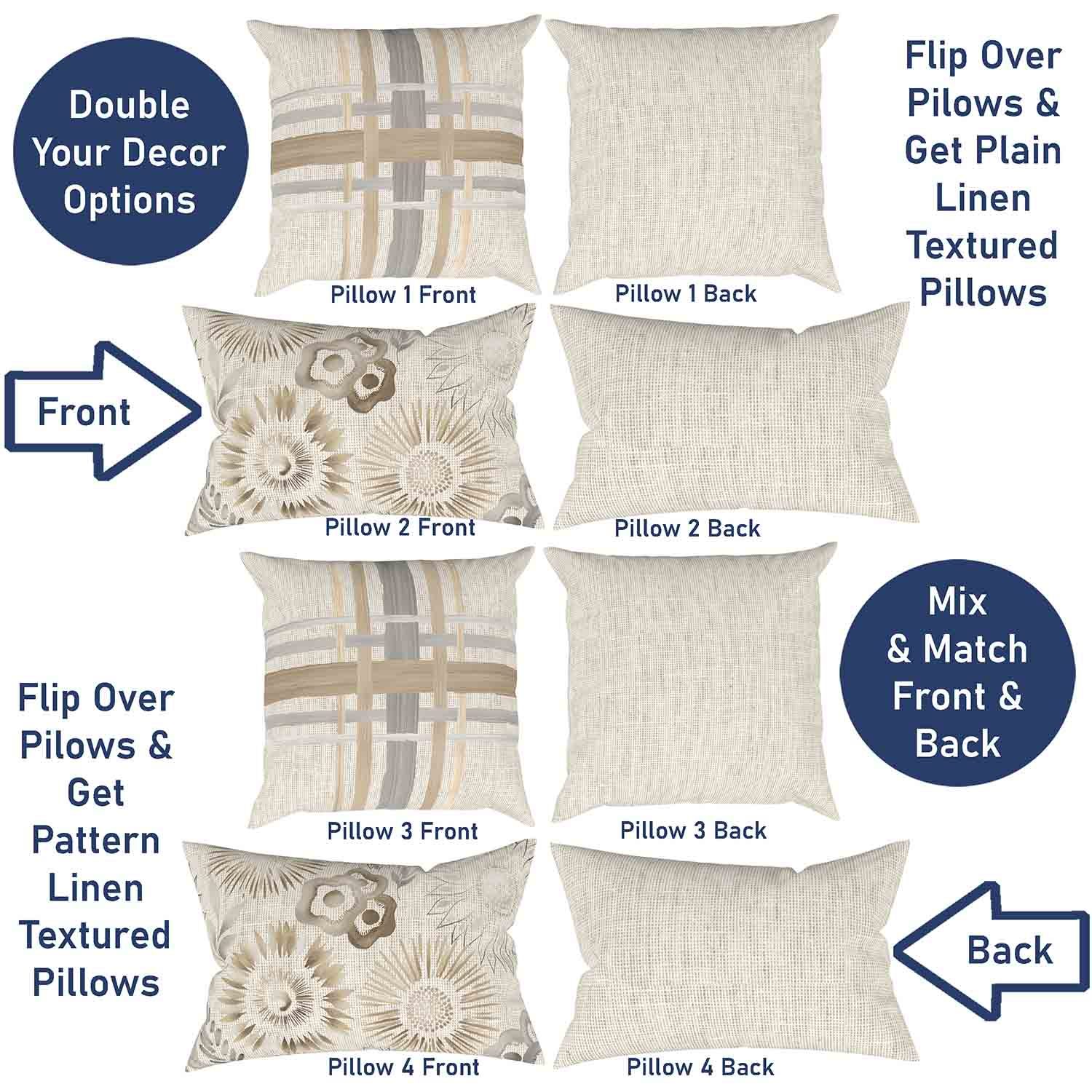 Ray & Iva Plaid Painterly & Watercolor Sunflower Pillow Cover Set