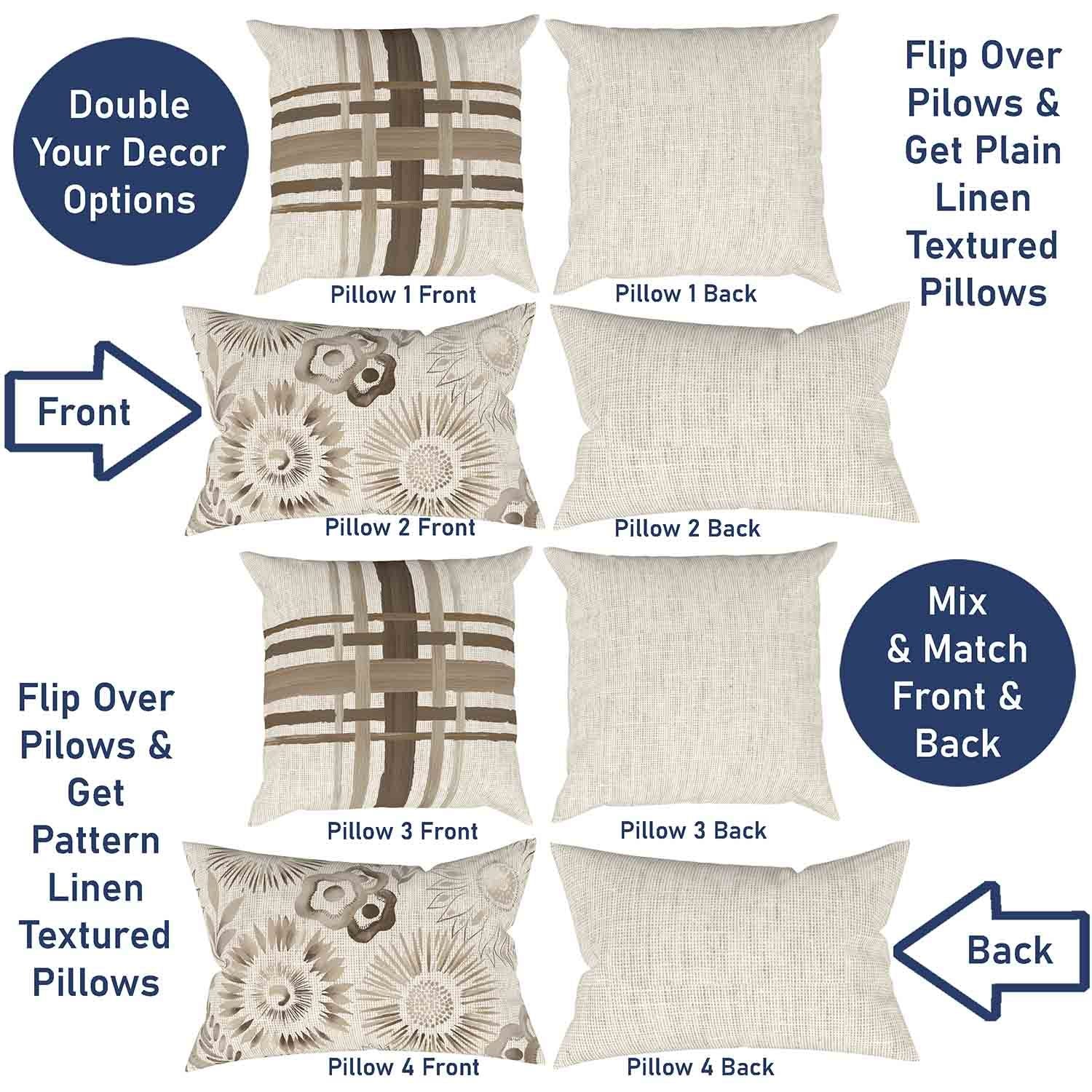 Ray & Iva Plaid Painterly & Watercolor Sunflower Pillow Cover Set