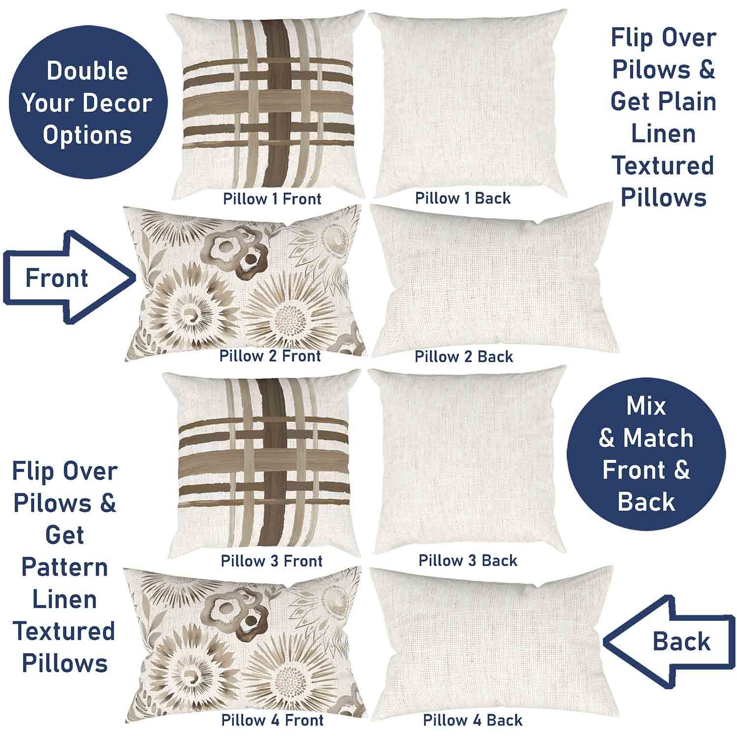 Ray & Iva Plaid Painterly & Watercolor Sunflower Pillow Cover Set