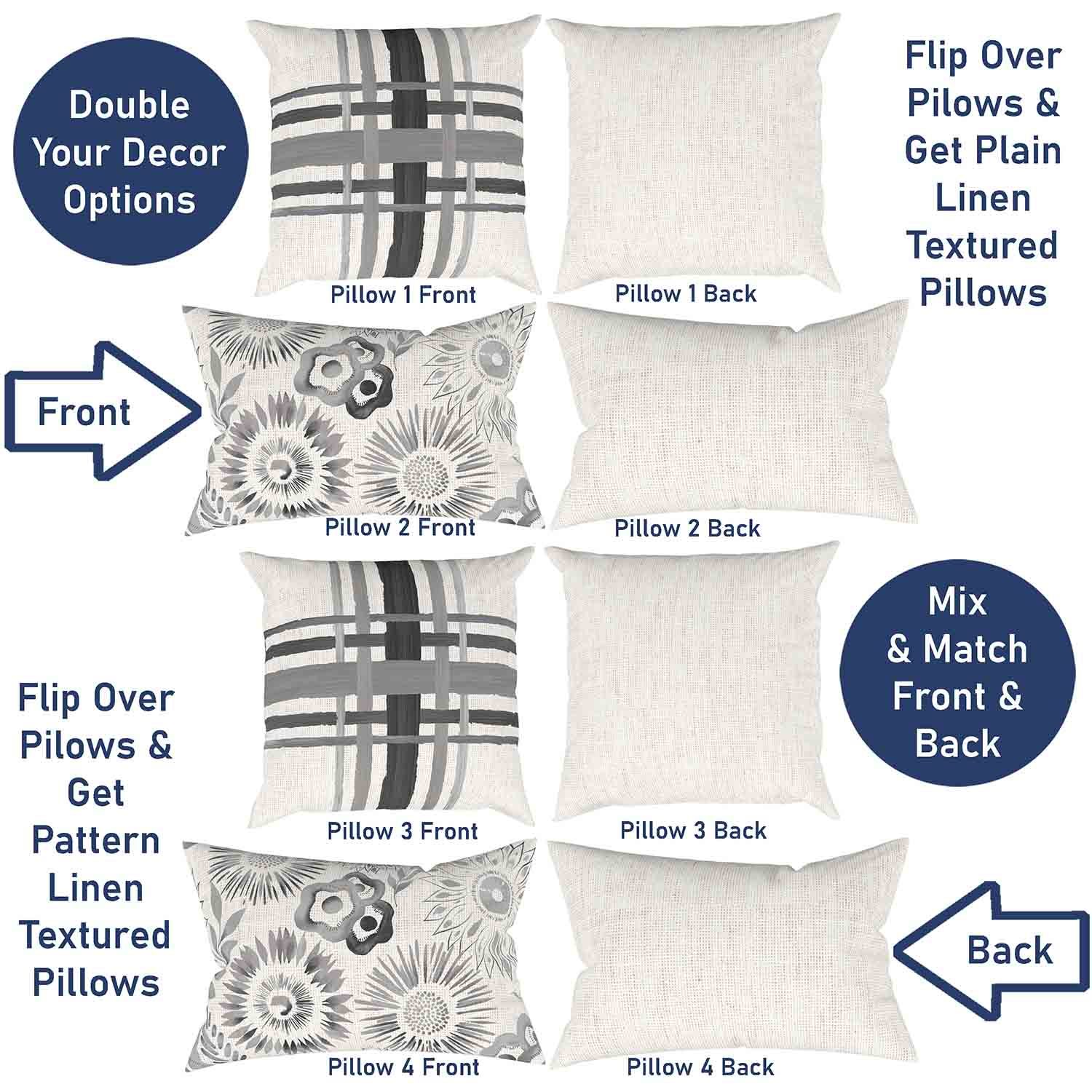 Ray & Iva Plaid Painterly & Watercolor Sunflower Pillow Cover Set