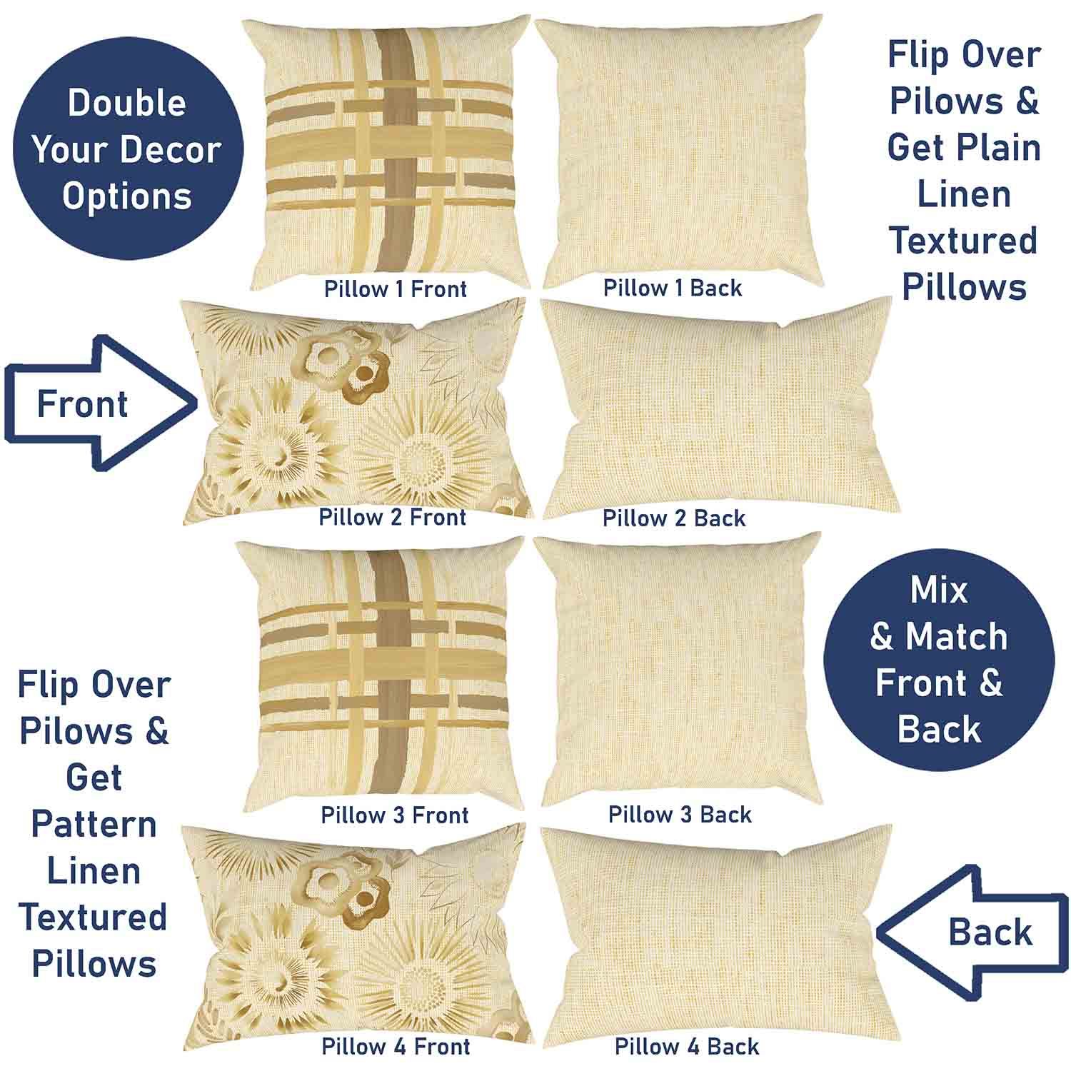 Ray & Iva Plaid Painterly & Watercolor Sunflower Pillow Cover Set