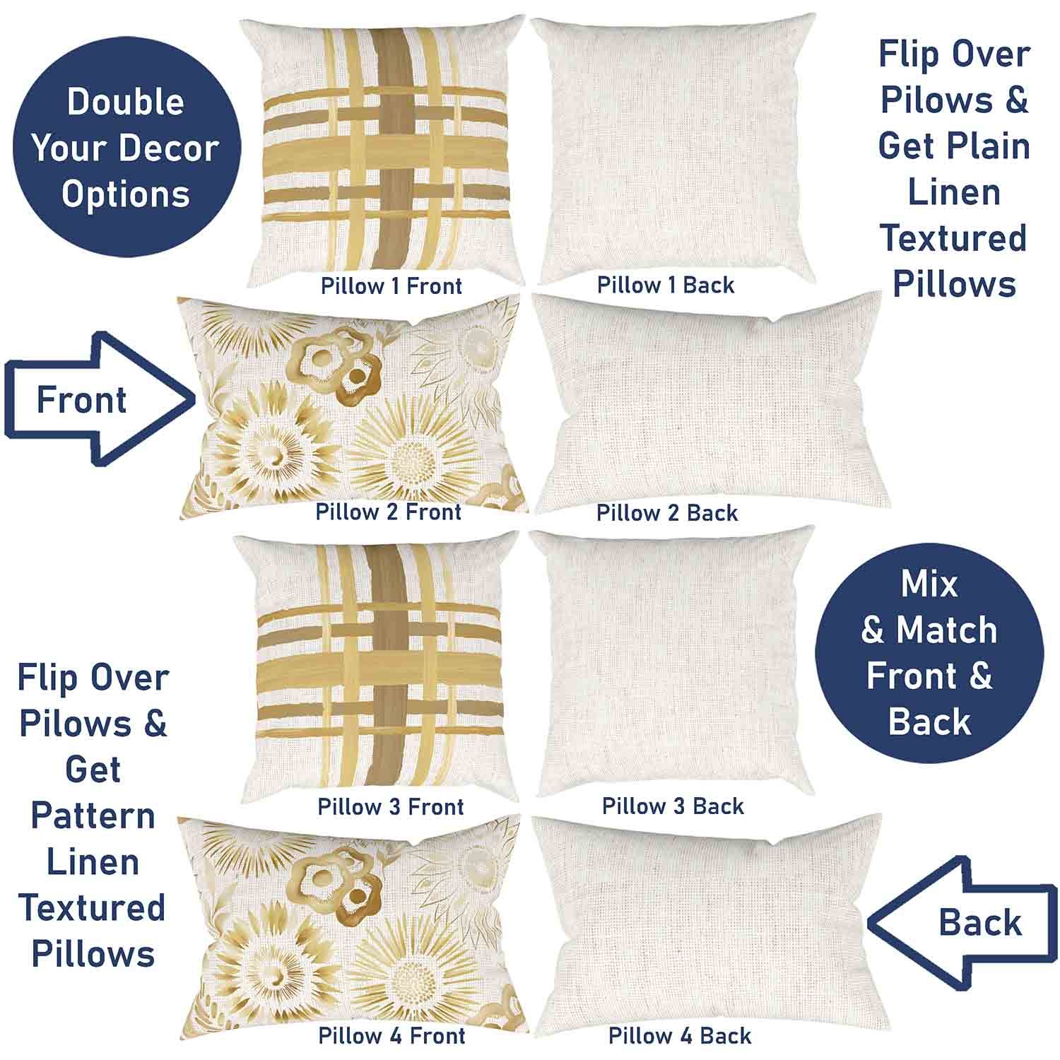 Ray & Iva Plaid Painterly & Watercolor Sunflower Pillow Cover Set