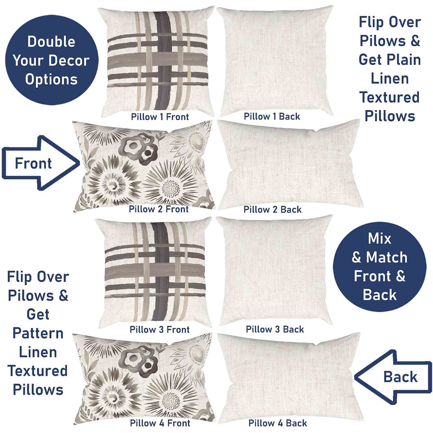 Ray & Iva Plaid Painterly & Watercolor Sunflower Pillow Cover Set