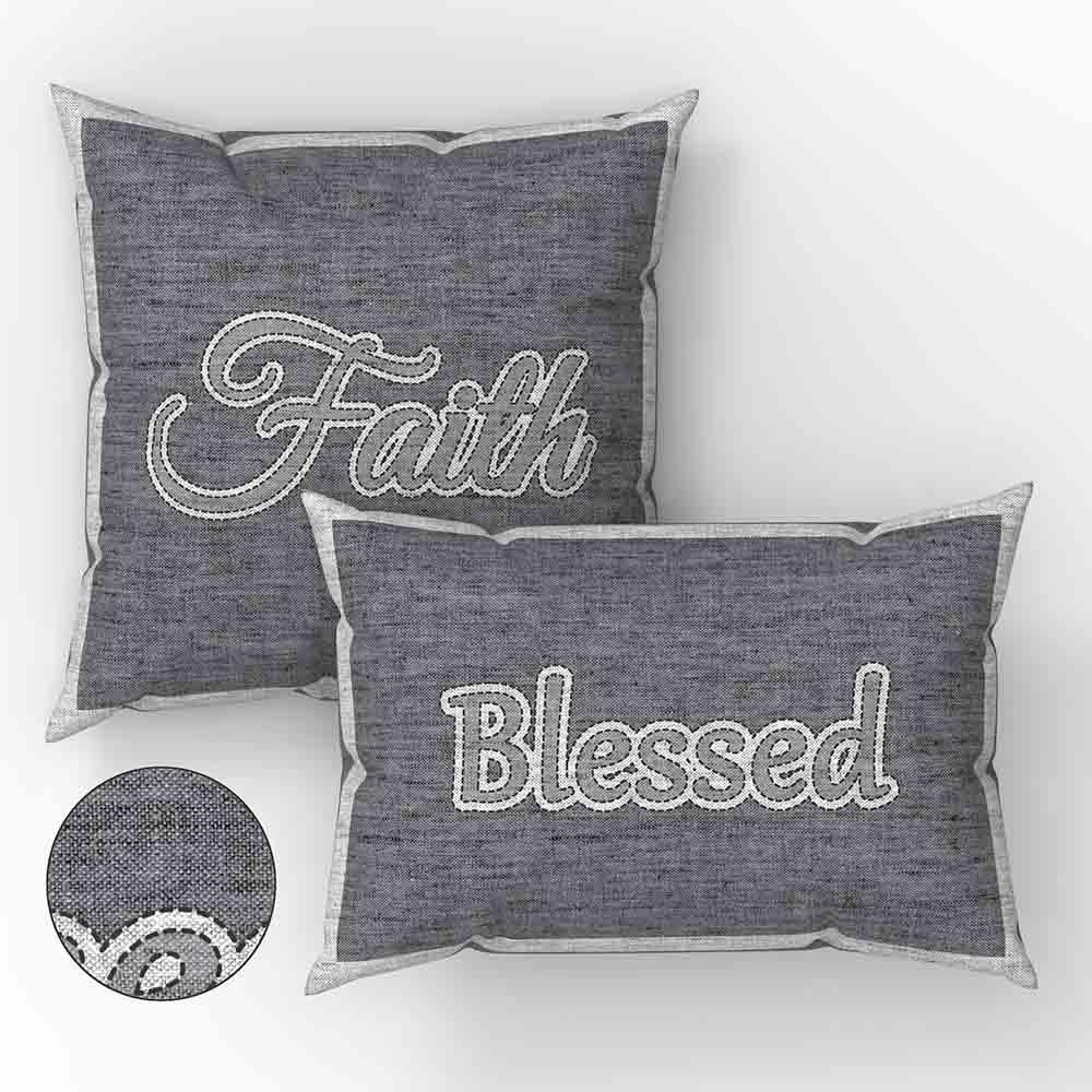 Faith, Blessed, Gather & Grateful Pillow Cover Set 2