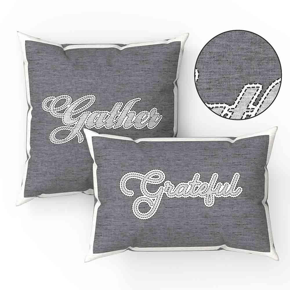 Faith, Blessed, Gather & Grateful Pillow Cover Set 2