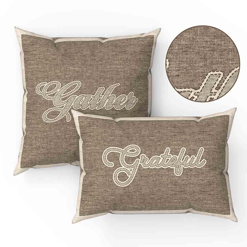 Faith, Blessed, Gather & Grateful Pillow Cover Set 2