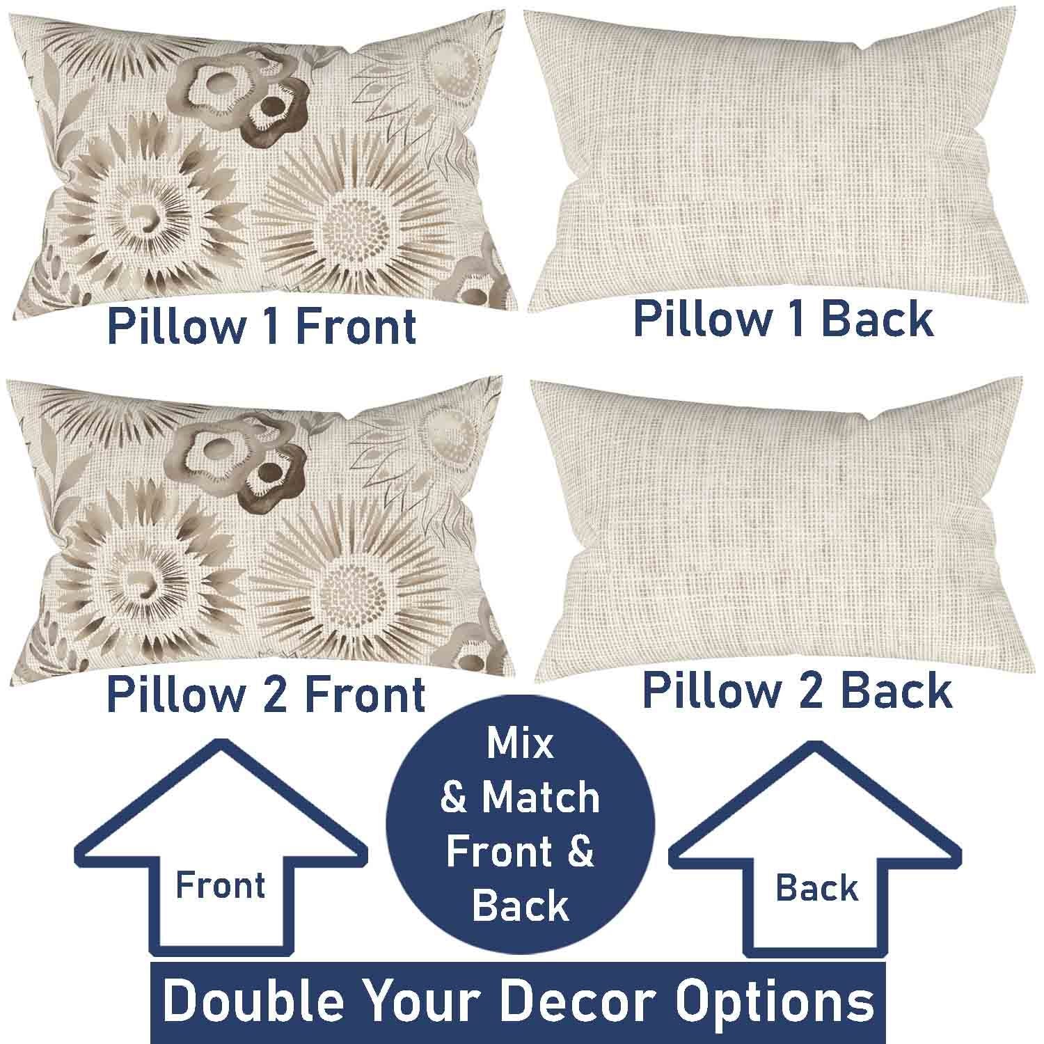 Ray & Iva Plaid Painterly & Watercolor Sunflower Pillow Cover Set