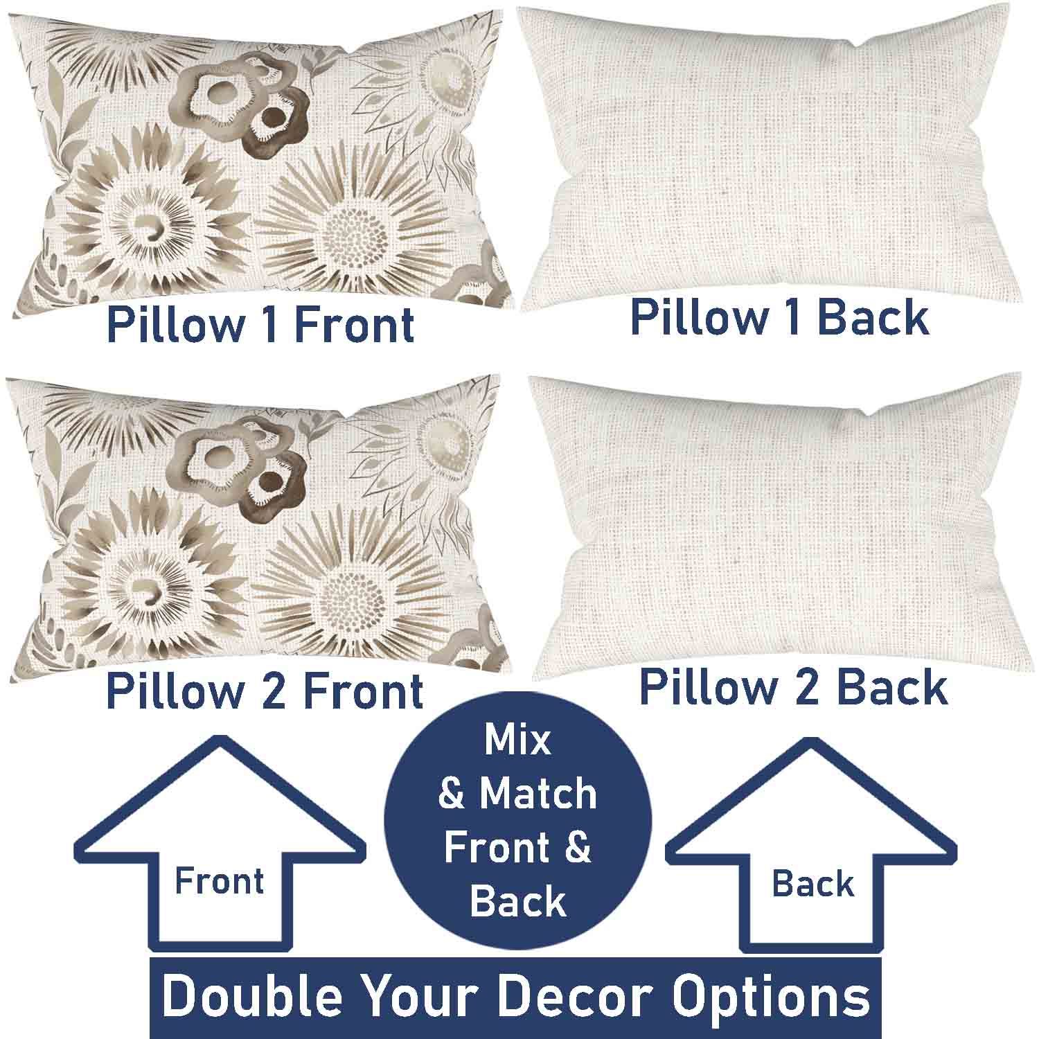 Ray & Iva Plaid Painterly & Watercolor Sunflower Pillow Cover Set