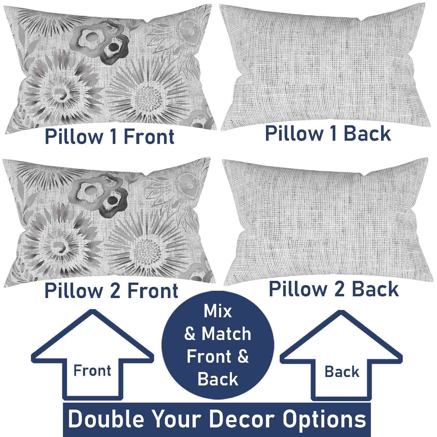 Ray & Iva Plaid Painterly & Watercolor Sunflower Pillow Cover Set