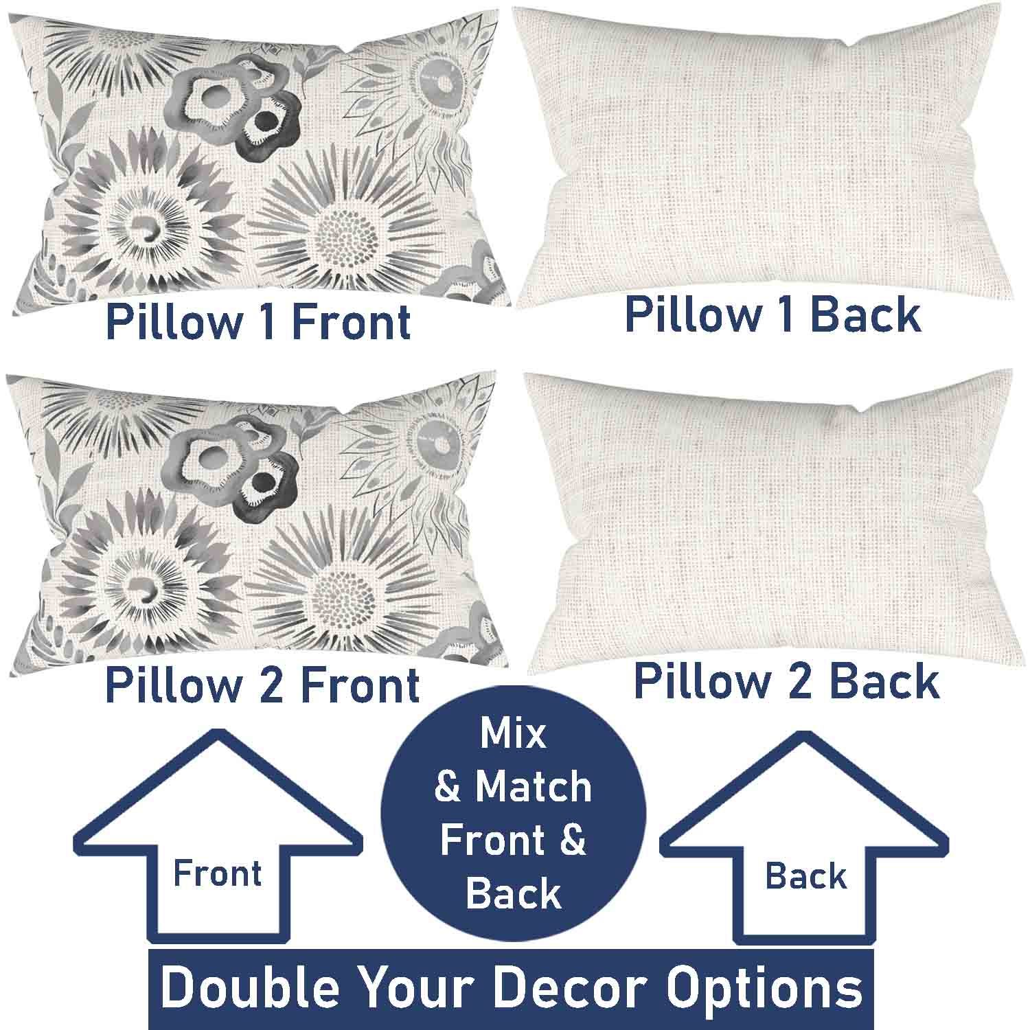 Ray & Iva Plaid Painterly & Watercolor Sunflower Pillow Cover Set