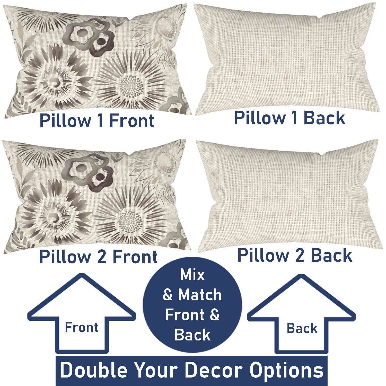 Ray & Iva Plaid Painterly & Watercolor Sunflower Pillow Cover Set