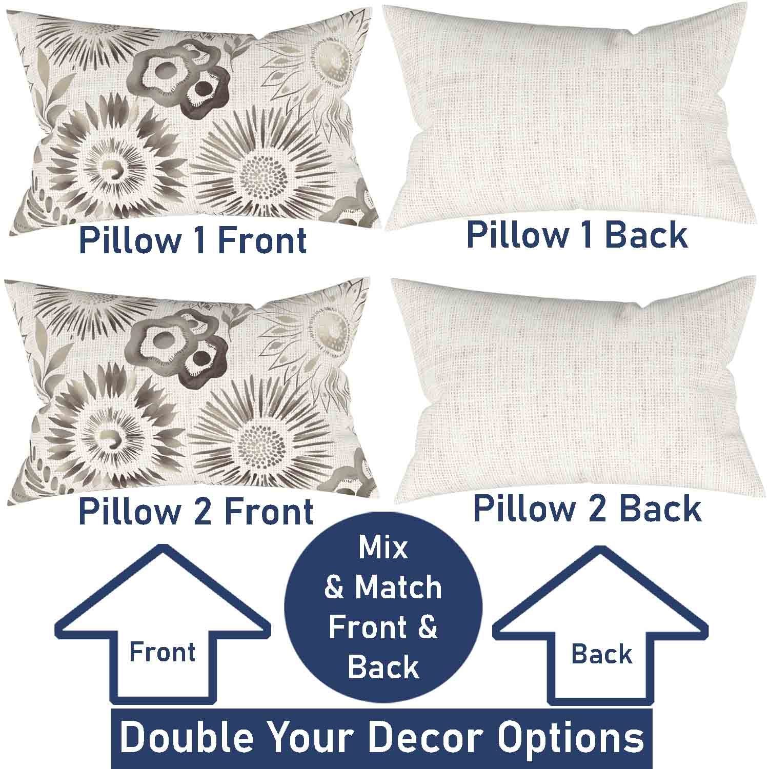 Ray & Iva Plaid Painterly & Watercolor Sunflower Pillow Cover Set