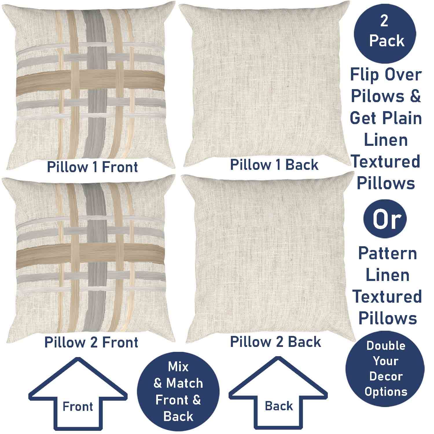 Ray & Iva Plaid Painterly & Watercolor Sunflower Pillow Cover Set