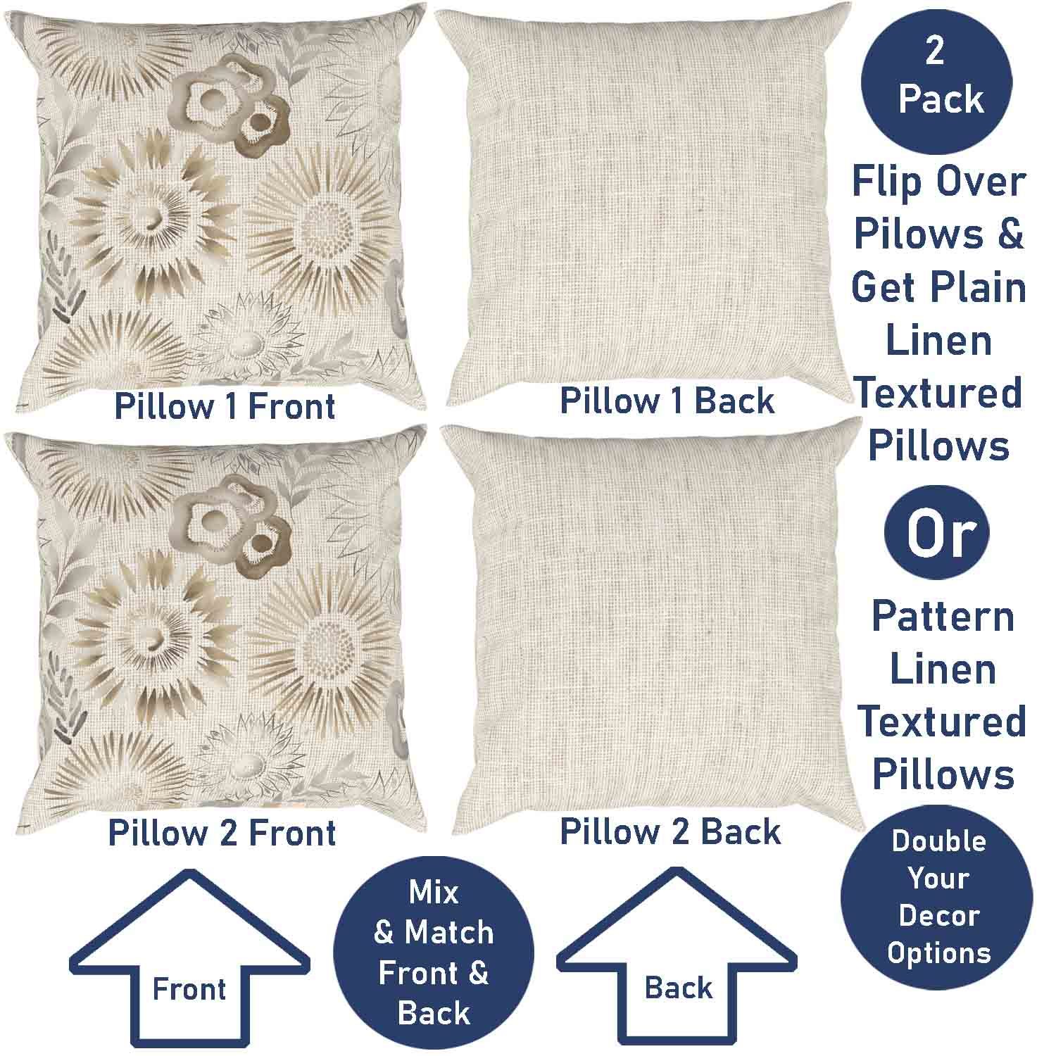 Ray & Iva Plaid Painterly & Watercolor Sunflower Pillow Cover Set