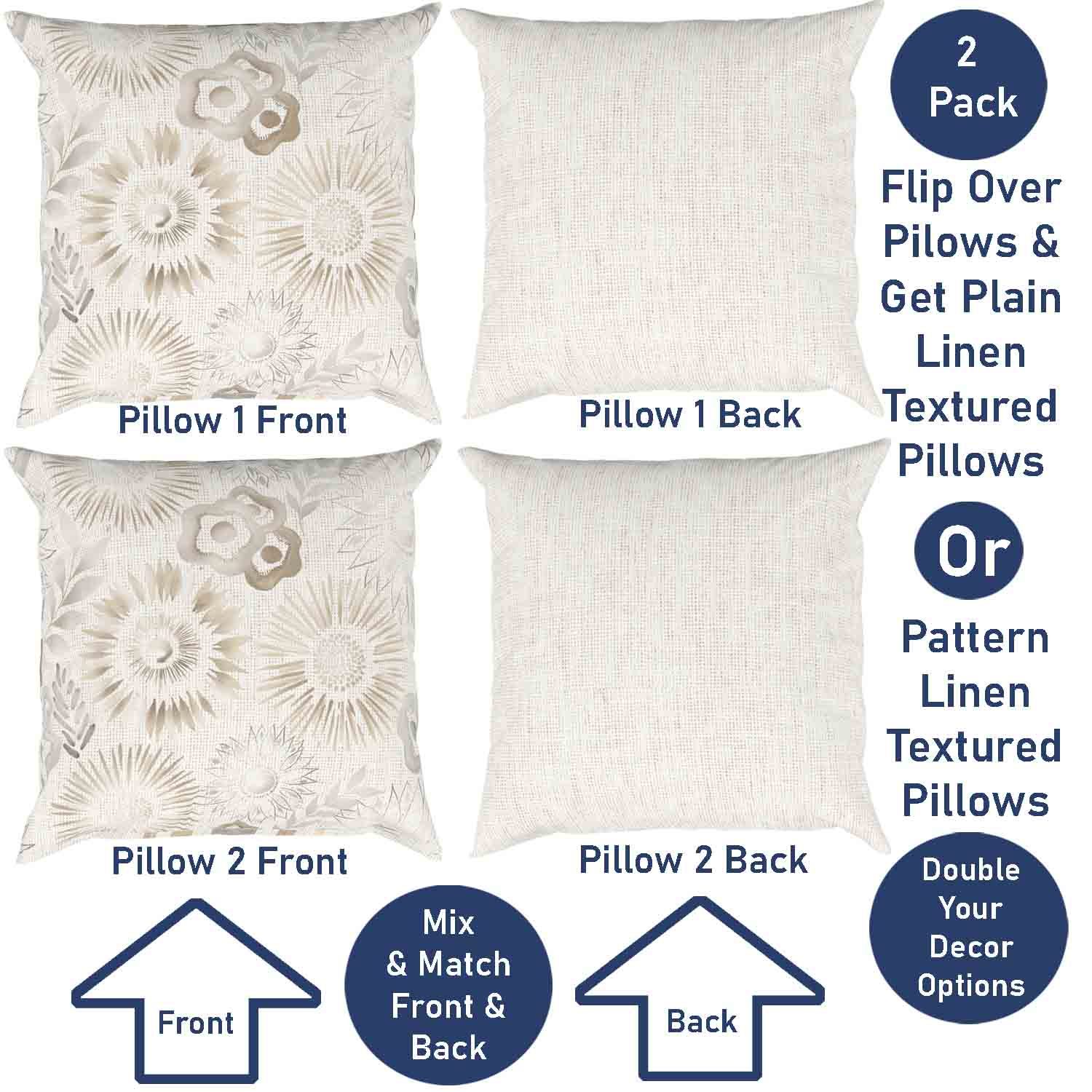 Ray & Iva Plaid Painterly & Watercolor Sunflower Pillow Cover Set