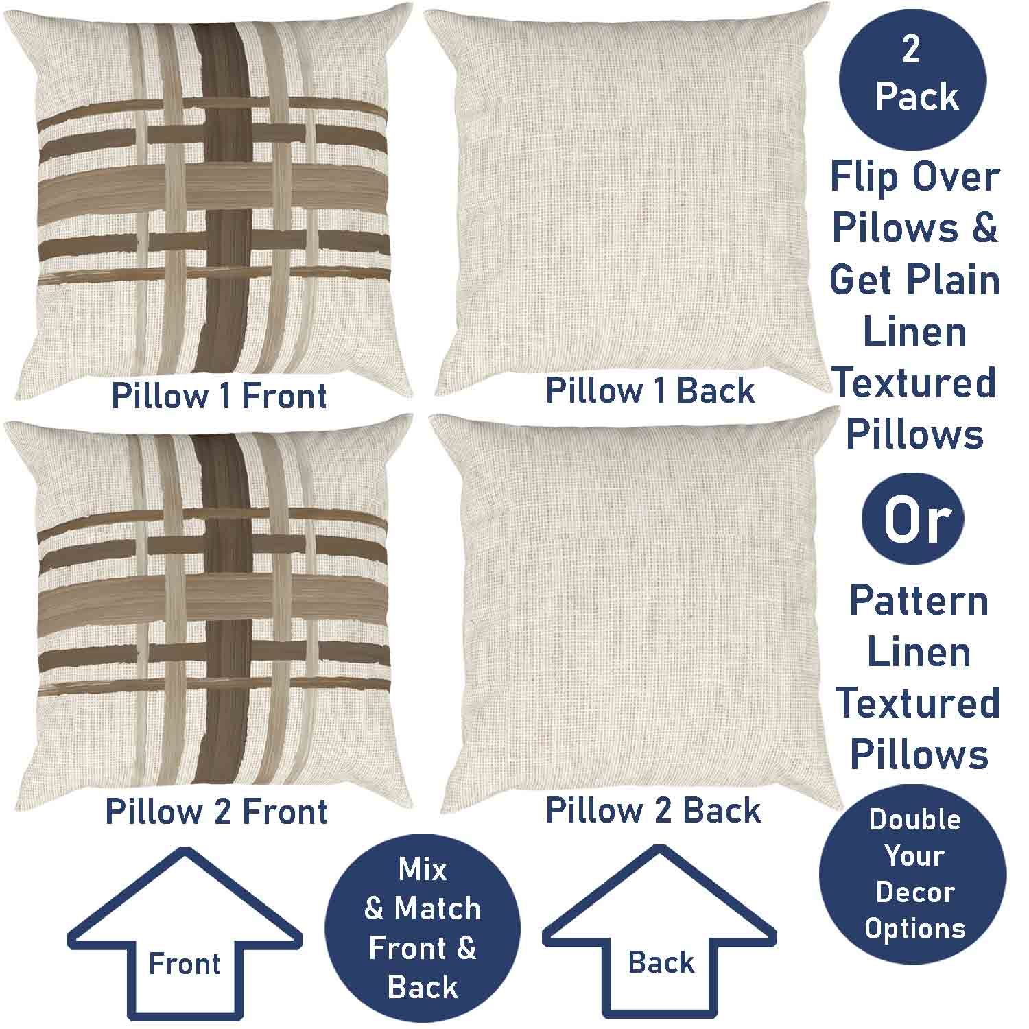 Ray & Iva Plaid Painterly & Watercolor Sunflower Pillow Cover Set