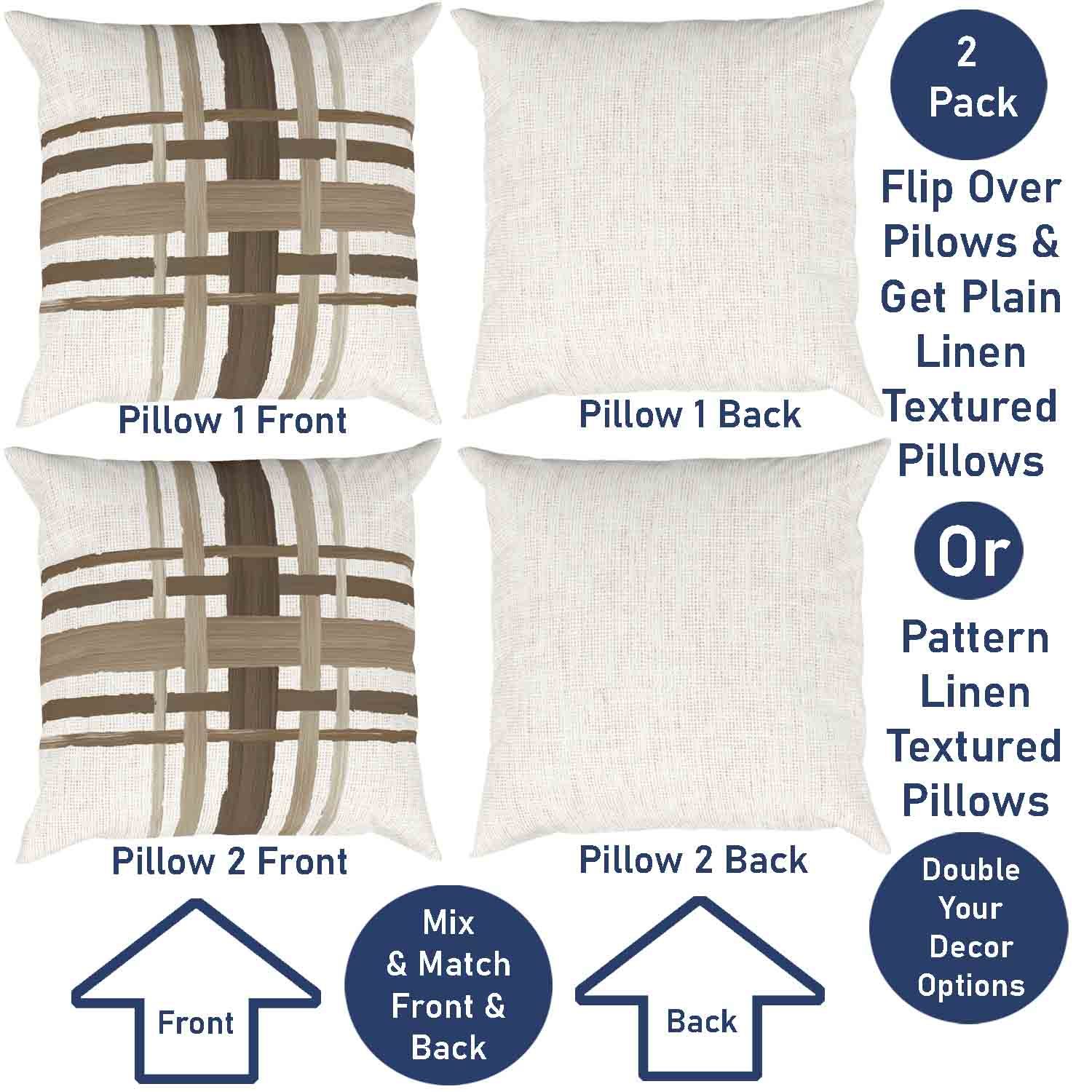 Ray & Iva Plaid Painterly & Watercolor Sunflower Pillow Cover Set