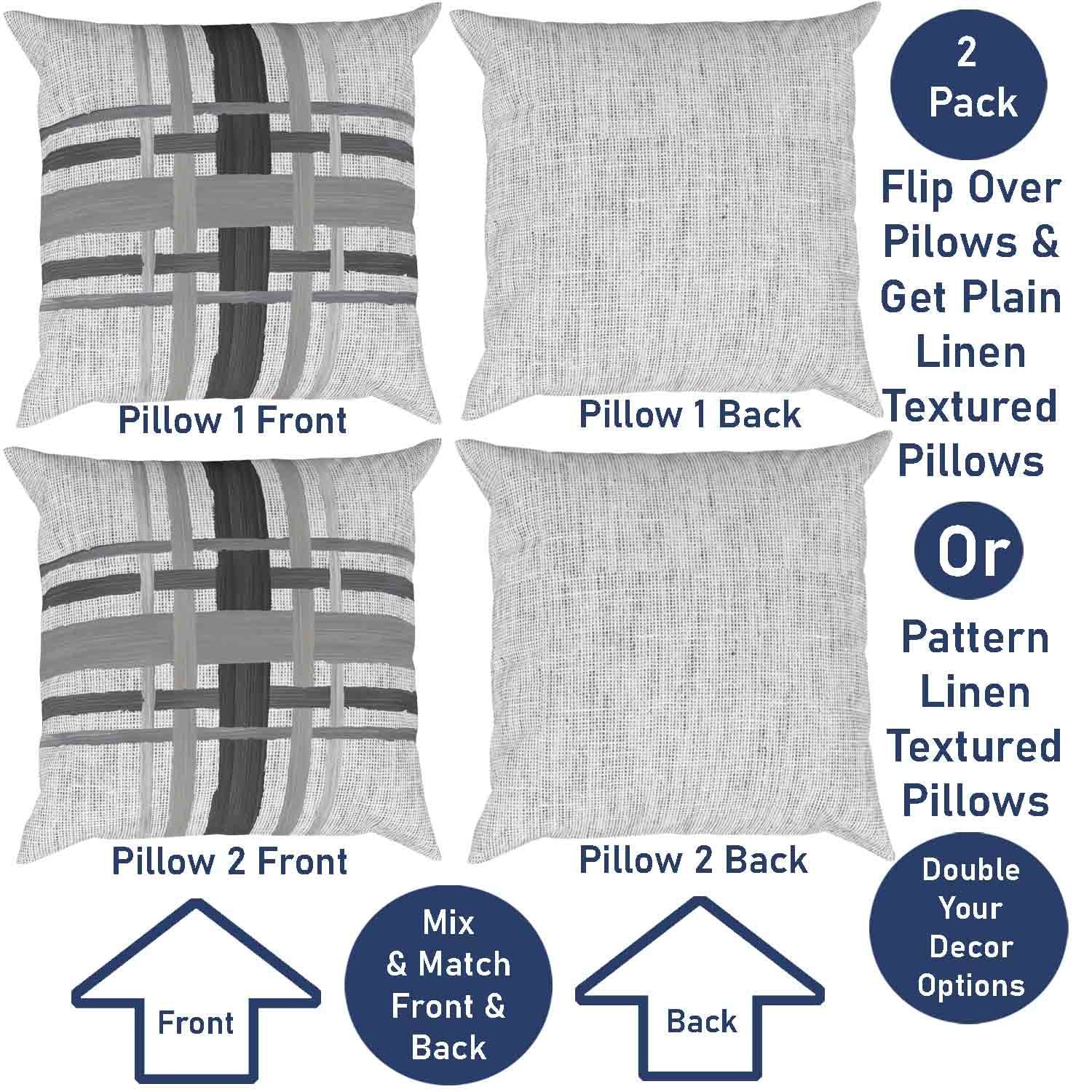 Ray & Iva Plaid Painterly & Watercolor Sunflower Pillow Cover Set