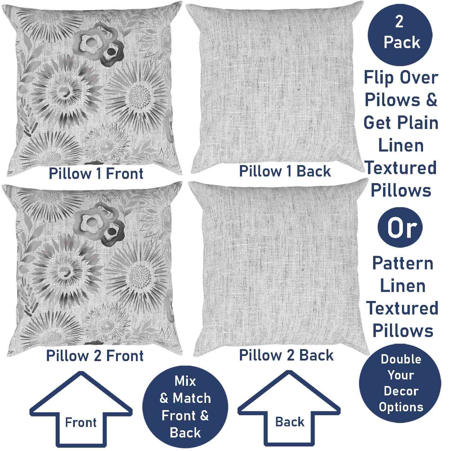 Ray & Iva Plaid Painterly & Watercolor Sunflower Pillow Cover Set